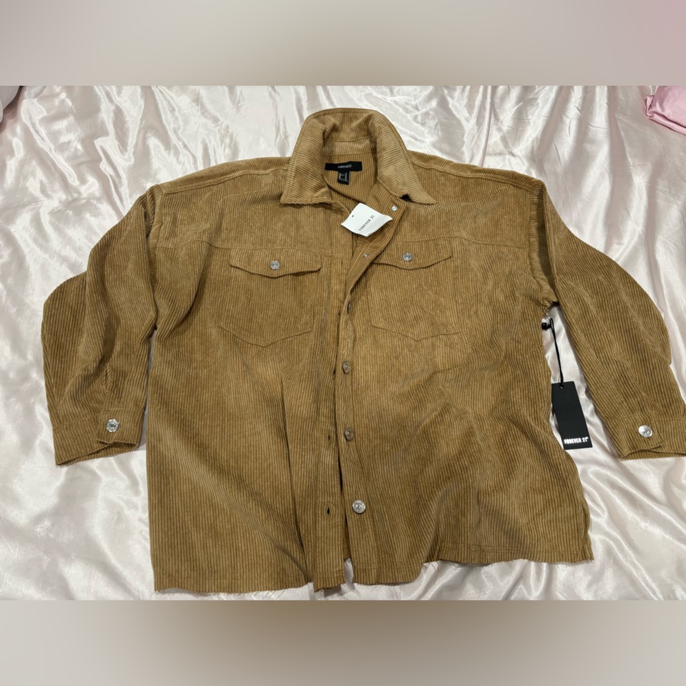 Forever 21 Corduroy Shirt Jacket in Camel